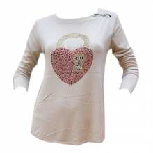 Joli pull fashion avec motif cœur en strass