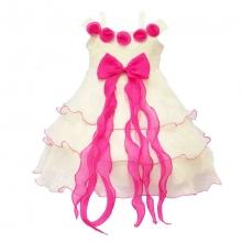 Robe à volants ornée de roses et nœud devant