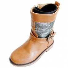 Bottines enfant avec empiècement argenté et brides