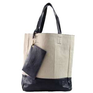 Sac shopping en deux tons avec portefeuille