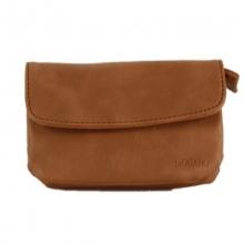 Porte-monnaie à rabat bordé de surpiqûre avec zip au dos