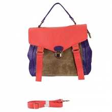 Sac à main forme cartable en trois tons