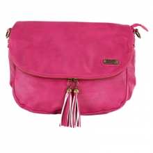 Sac à main avec rabat zippé et pompons