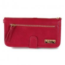 Portefeuille femme avec rabat à zip et perforation côté