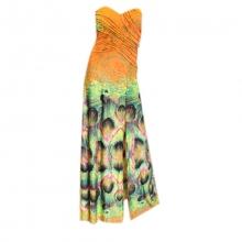 Robe d’été bustier longue avec motif queue de paon