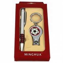 Coffret cadeau avec stylo et coupe-ongles à porte-clés