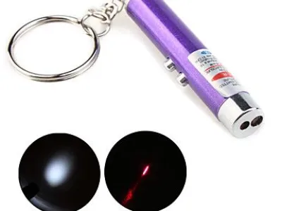 Grossiste, fournisseur et fabricant L8/2 en 1 lampe de poche LED et pointeur laser rouge avec le keychain pourpre