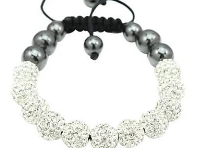  Grossiste, fournisseur et fabricant CB9/bracelet en cristal, macramé et Ematite noire véritable.(10 couleurs)