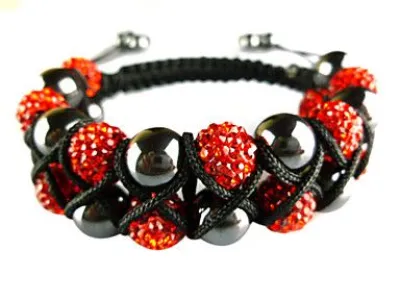 Grossiste, fournisseur et fabricant CB10/bracelet en cristal, macramé et Ematite noire véritable.(10 couleurs)