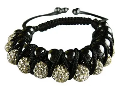 Grossiste, fournisseur et fabricant CB13/bracelet en cristal, macramé et Ematite noire véritable.(10 couleurs)