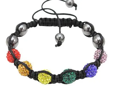 Grossiste, fournisseur et fabricant CB15/bracelet en cristaux multicolore, macramé et Ematite noire véritable