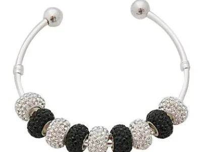 Grossiste, fournisseur et fabricant CB38/bracelet bicolore plaque argent et crystal
