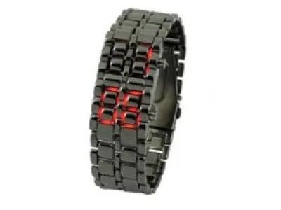 Grossiste, fournisseur et fabricant lw24/lady desgin carbonized steel led binary wrist watch black with red light display