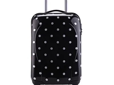 Valise Taille Cabine rigide noir blanc ultra leger shine 4 roues PARTY PRINCE