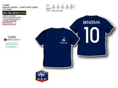 Maillot FFF Benzema  5,30 € HT  Ref 5951