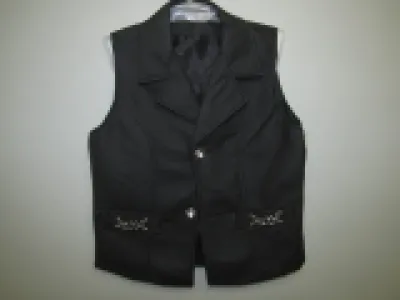 GILET NOIR EN SIMILI - ref.3157