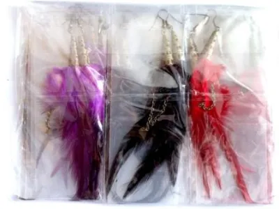 LOT 24 PAIRES BOUCLES D OREILLES PLUMES BOP11