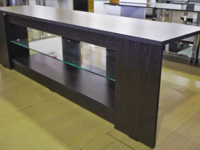 MEUBLE TV PLASMA COULEUR WENGUE VITRE