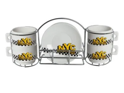 NYEXPS1 : SET DE 4 TASSES SOUS TASSES EXPRESSO Prix : 1.80€