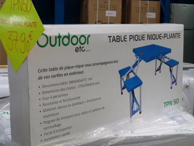 Table de pique nique pliante