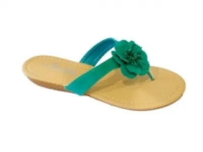 Tongs femme à talon compensé avec fleur