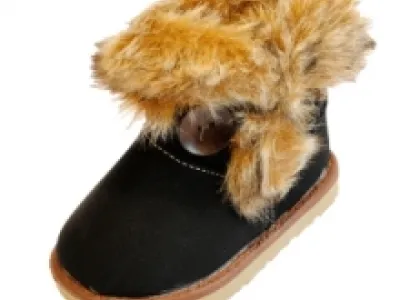 Bottines fourrées pour enfant avec bouton à cordelette sur le côté