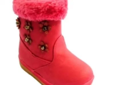 Bottines fourrées pour enfant avec motifs fleurs cloutés