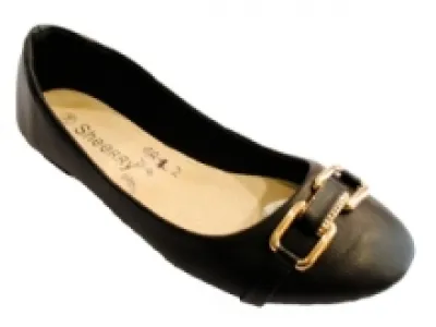Ballerine noire femme avec bout arrondi et décor fantaisie dessus