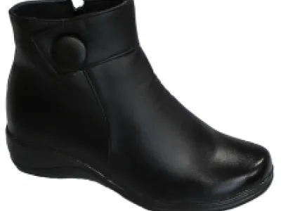Bottines femme décorées de bouton avec zip côté