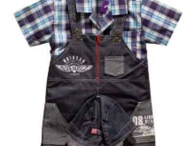 Ensemble salopette et chemise avec casquette pour bébé garçon