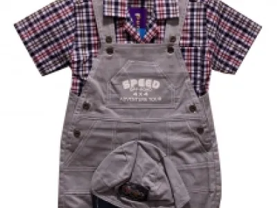 Magnifique ensemble salopette et chemise avec casquette pour bébé garçon