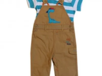 Ensemble salopette et t-shirt à rayures pour bébé garçon