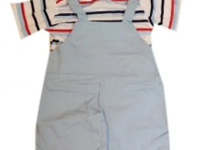 Ensemble salopette et t-shirt strié pour bébé garçon