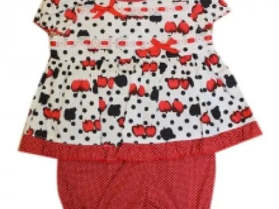 Ensemble robe imprimée et bloomer pour bébé fille