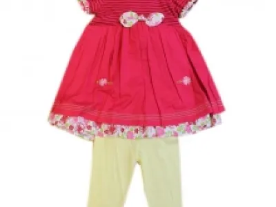 Ensemble deux pièces à rayures et motif fleuri pour bébé fille