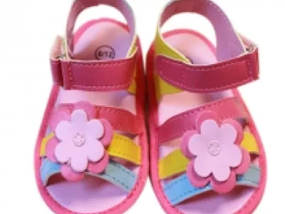 Sandales nu pieds tricolores avec motif fleurs