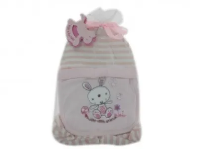 Ensemble vêtement bébé 3 pièces à rayures avec motif fantaisie
