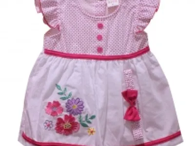 Ensemble robe en deux tons et bandeau pour bébé fille