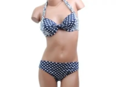 Maillot de bain femme trois pièces imprimé pois et léopard