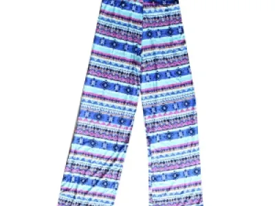 Pantalon bleu imprimé fantaisie