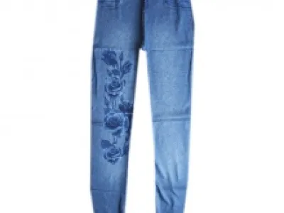 Leggins jeans ornées de roses
