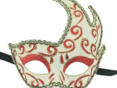 Masque vénitien loup avec volutes et lien à nouer
