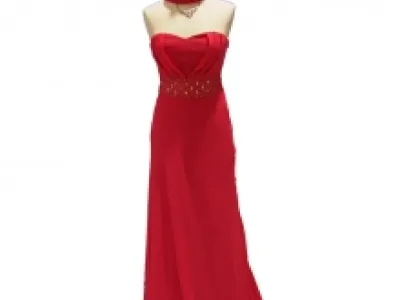 Robe de soirée longue décorée de plis et perles