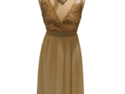 Robe de soirée pailletée avec foulard assortie