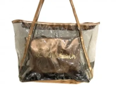 Sac de plage transparent "I love beach" avec une pochette à bandoulière assortie