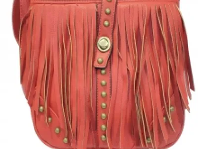 Sac à bandoulière clouté avec des franges