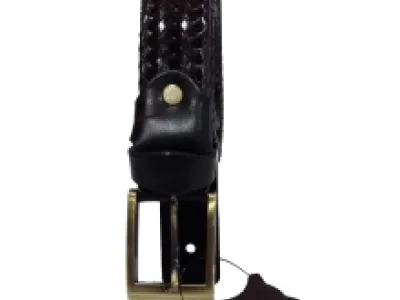 Ceinture tressée en cuir avec boucle ardillon