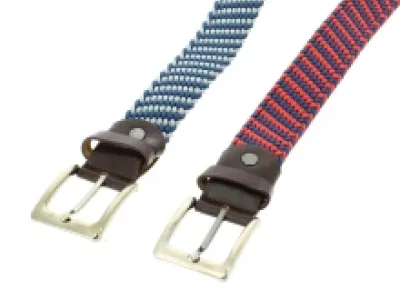 Ceinture bicolore tissée avec boucle ardillon en métal