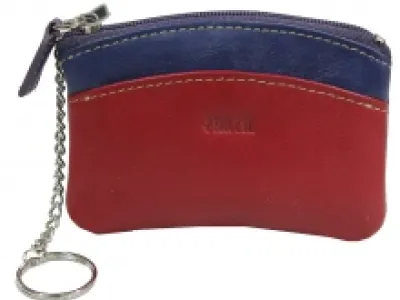 Portefeuille bicolore en cuir avec chaînette argentée