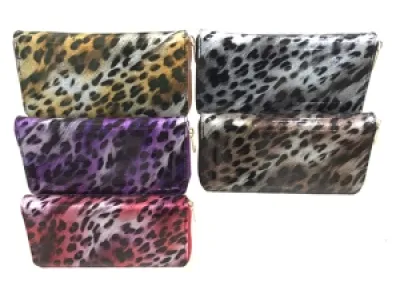 Portefeuille bicolore leopard zippé